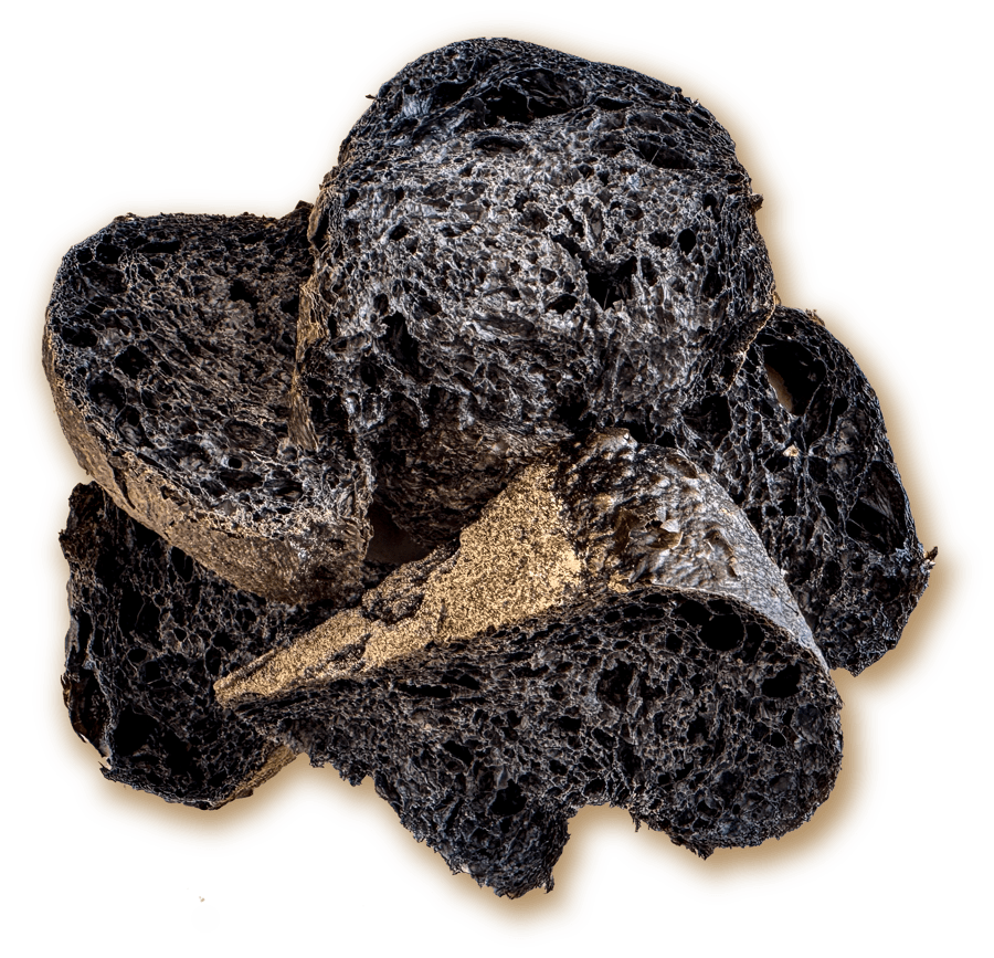 volcanic-bread-lalacena Mario Bakes Volcanic Bread made with activated charcoal.